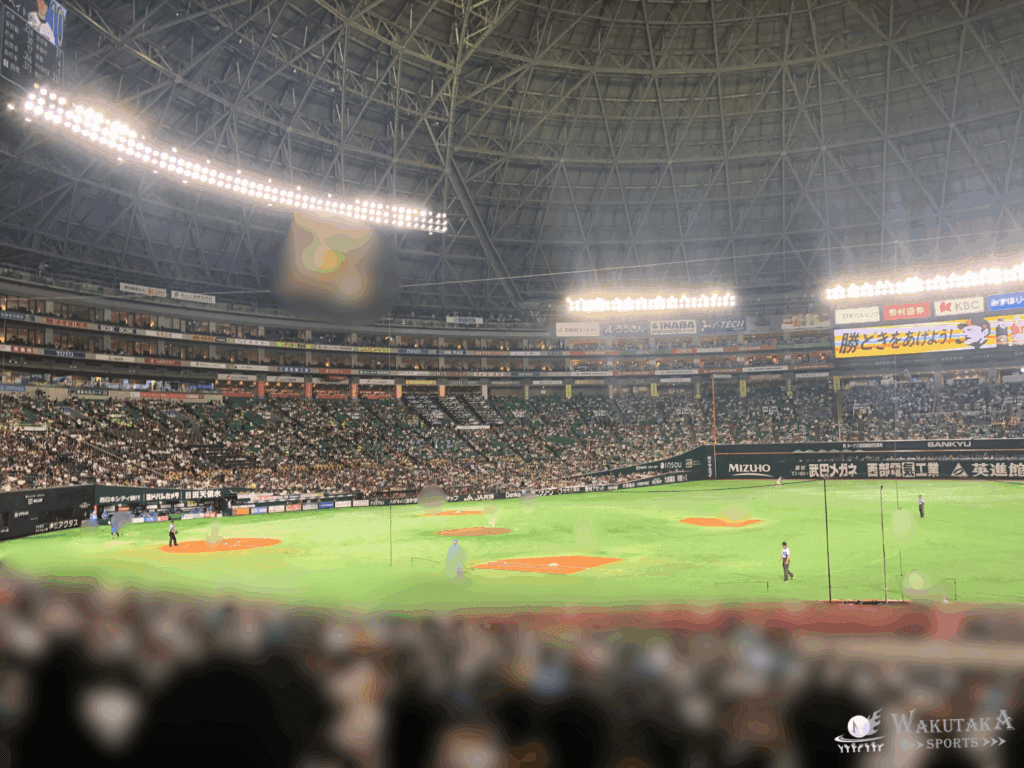 みずほPayPayドーム福岡 一塁S指定席（前方）から見たスタジアムの写真（2023年撮影）