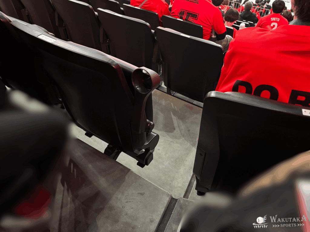 IGアリーナは座席の間に細い通路が設定されている