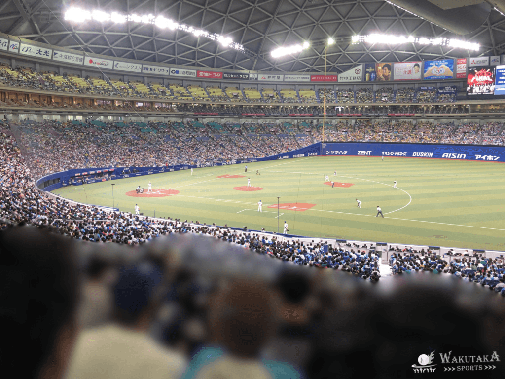 バンテリンドーム ナゴヤの一塁側内野席の座席の見え方（2022年撮影）