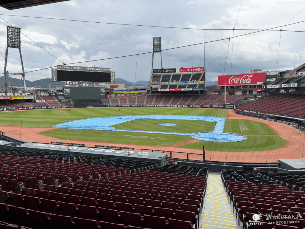 マツダスタジアムの1階内野席からの座席の見え方（2026年撮影）